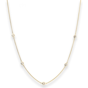 Rund-Ankerkette Goldkette mit Zirkonia Collier aus 585 Gold Gelbgold 45cm