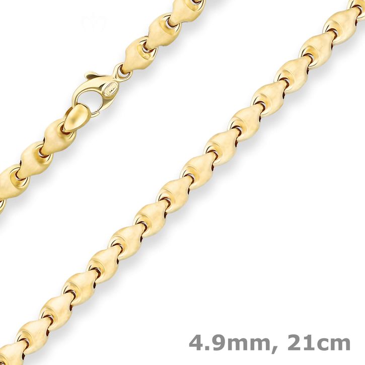 4.9mm Armband Fantasiekette aus 585 Gelbgold 21cm