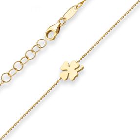 Armband Ankerkette diamantiert Kleeblatt Armschmuck aus 375 Gold Gelbgold 17cm