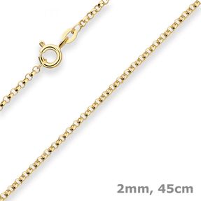 2mm Erbskette Goldkette Collier Halskette aus 585 Gold Gelbgold 45cm