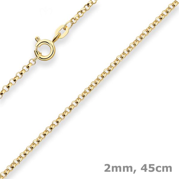 2mm Erbskette aus 585 Gelbgold 45cm