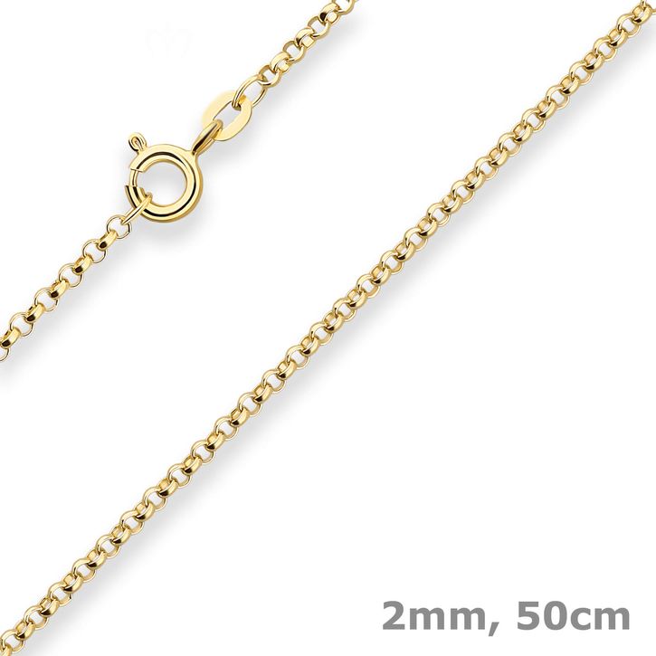 2mm Erbskette aus 585 Gelbgold 50cm