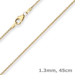 1,3mm Zopfkette Goldkette Collier Halskette aus 585 Gold Gelbgold 45cm 1,3mm Zopfkette Goldkette Collier Halskette aus 585 Gold Gelbgold 45cm
