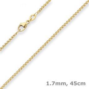 1,7mm Zopfkette Goldkette Collier Halskette aus 375 Gold Gelbgold 45cm