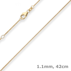 1,1mm Zopfkette Collier Halskette aus 585 Gold Gelbgold 42cm mit Zwischenöse