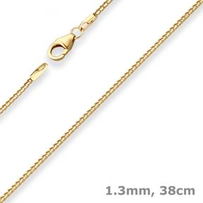 1,3mm Bingokette Goldkette Collier Halskette aus 585 Gold Gelbgold 38cm