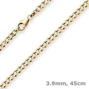 3,9mm Panzerkette weit Goldkette Collier Halskette aus 585 Gold Gelbgold 45cm
