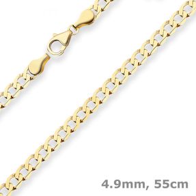 4,9mm Panzerkette weit Goldkette Collier Halskette aus 585 Gold Gelbgold 55cm