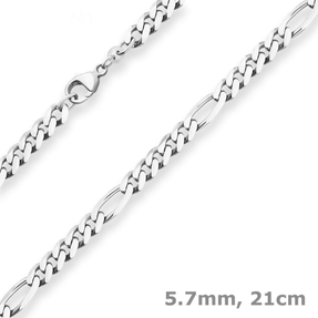 5,7mm Armband Figarokette diamantiert Armschmuck aus 585 Gold Weißgold 21cm