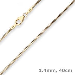1,4mm Schlangenkette Goldkette Collier Halskette aus 585 Gold Gelbgold 40cm