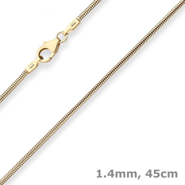 1.4mm Schlangenkette aus 333 Gelbgold 45cm