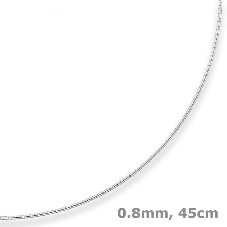 0.8mm Halsreif Tondakette Omegareif aus 375 Weißgold 45cm