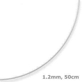 1,2mm Halsreif Omegakette Tondakette Kette Collier aus 333 Gold Weißgold 50cm