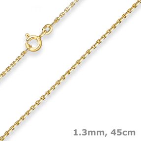 1,3mm Ankerkette diamantiert Kette Collier Halskette aus 333 Gold Gelbgold 45cm