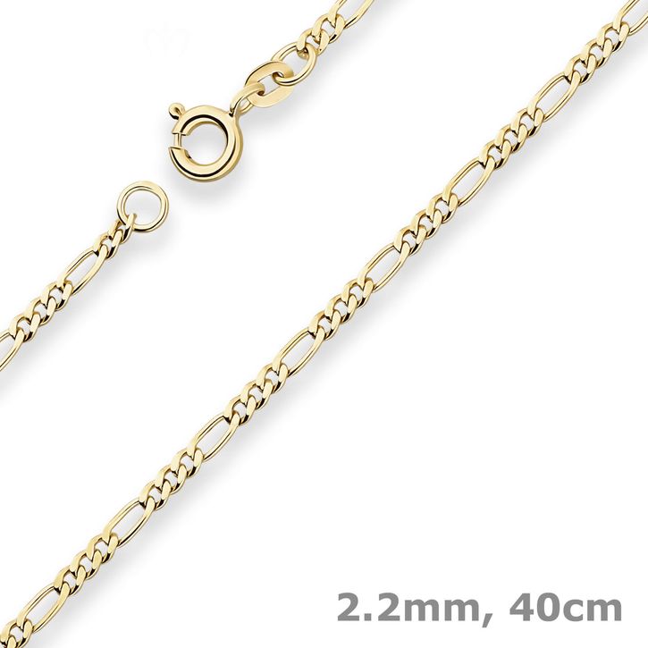 2.2mm Figarokette diamantiert aus 585 Gelbgold 40cm