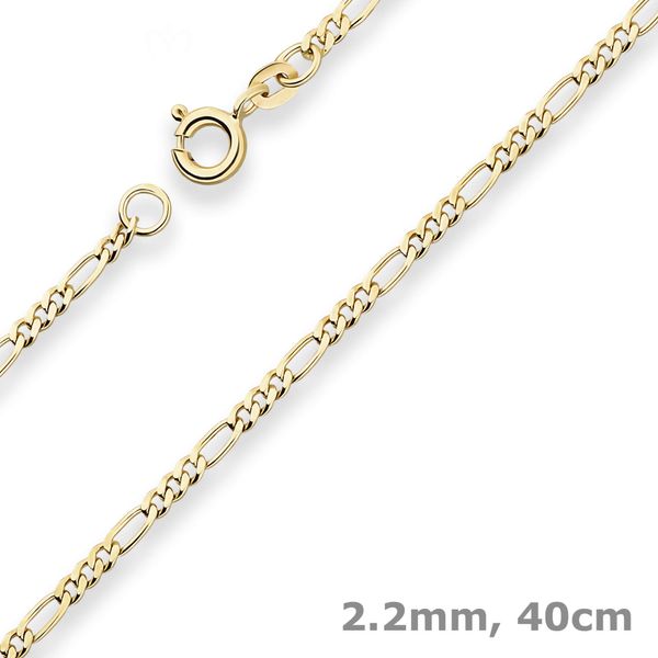 2.2mm Figarokette diamantiert aus 585 Gelbgold 40cm