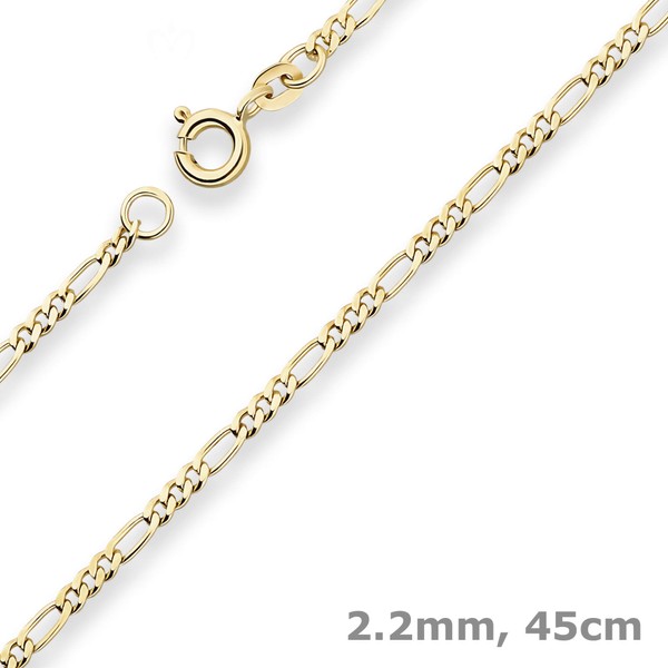 2.2mm Figarokette diamantiert aus 333 Gelbgold 45cm