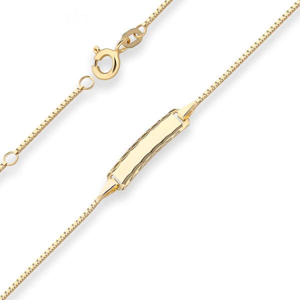0.9mm Id-Armband Veneziakette Schildband aus 585 Gelbgold 14cm