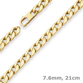 7,6mm Armband Panzerkette Goldarmband Armschmuck aus 750 Gold Gelbgold 21cm