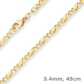 3,4mm Dollarkette Goldkette Collier Halskette aus 333 Gold Gelbgold 45cm