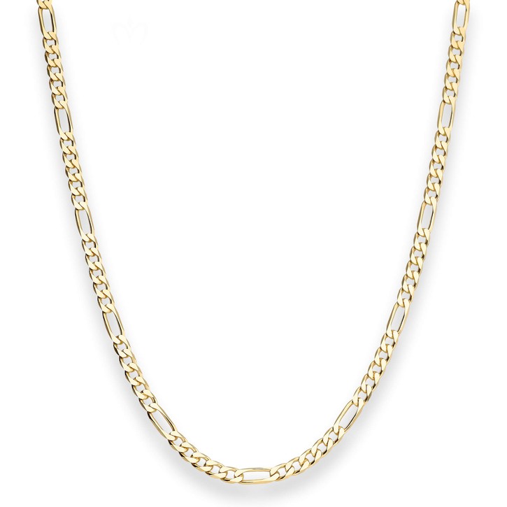 3.4mm Figarokette diamantiert aus 585 Gelbgold 55cm