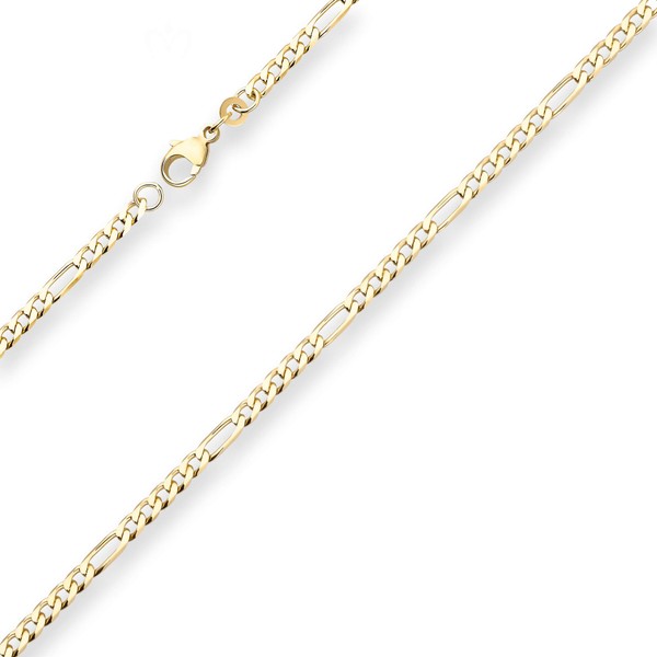 3.4mm Figarokette diamantiert aus 585 Gelbgold 55cm