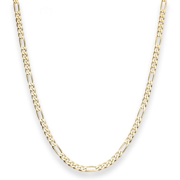 3.4mm Figarokette diamantiert aus 585 Gelbgold 55cm