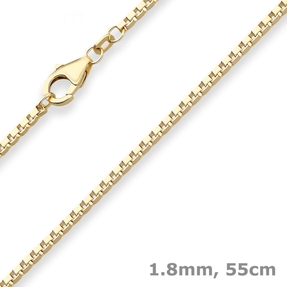 1,8mm Veneziakette Goldkette Collier Halskette aus 585 Gold Gelbgold 55cm