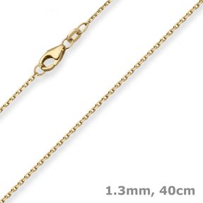1,3mm Ankerkette diamantiert Kette Collier Halskette aus 333 Gold Gelbgold 40cm