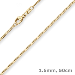 1,6mm Panzerkette Goldkette Collier Halskette aus 585 Gold Gelbgold 50cm