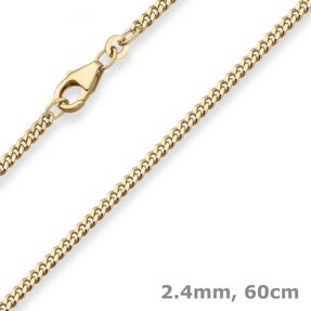 2,4mm Panzerkette Goldkette Collier Halskette aus 585 Gold Gelbgold 60cm