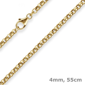 4mm Erbskette Goldkette Collier Halskette aus 585 Gold Gelbgold 55cm