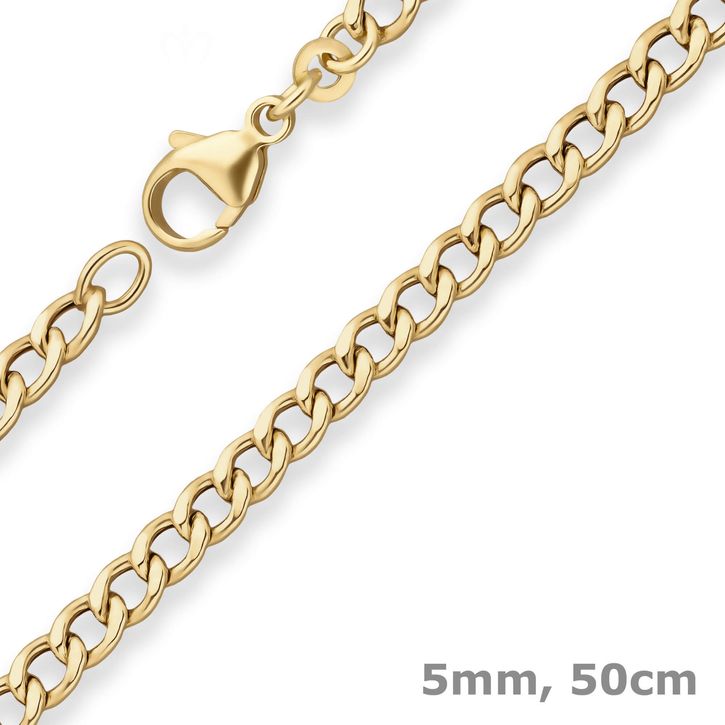 5mm Panzerkette hohl aus 585 Gelbgold 50cm