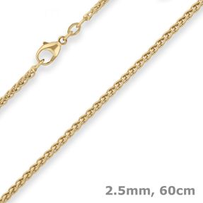 2,5mm Zopfkette Goldkette Collier Halskette aus 750 Gold Gelbgold 60cm