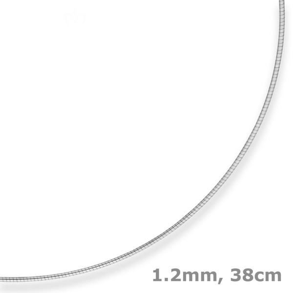1.2mm Halsreif Omegakette Tondakette aus 585 Weißgold 38cm