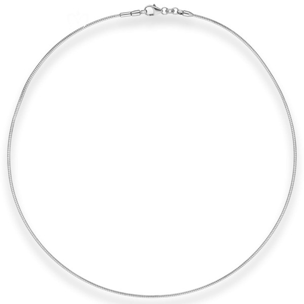 1.2mm Halsreif Omegakette Tondakette aus 585 Weißgold 38cm