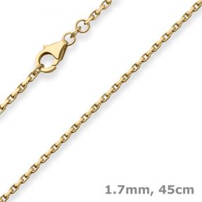 1,7mm Ankerkette diamantiert Kette Collier Halskette aus 333 Gold Gelbgold 45cm