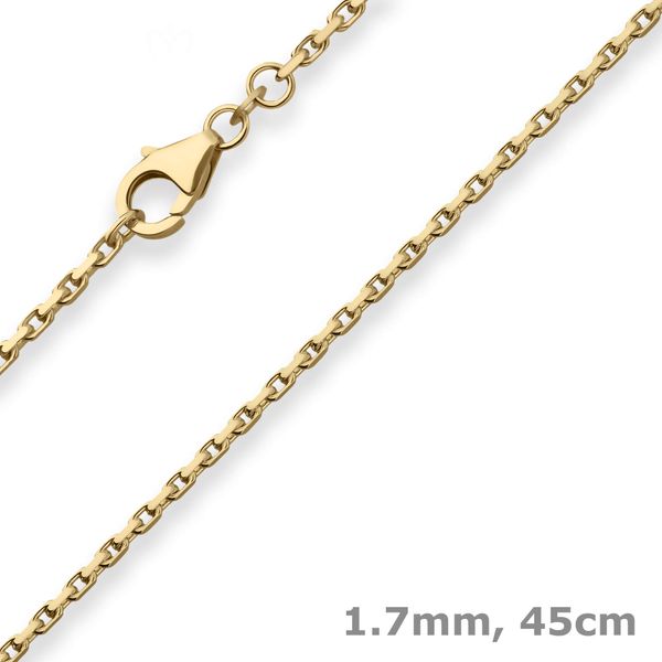 1.7mm Ankerkette diamantiert aus 333 Gelbgold 45cm
