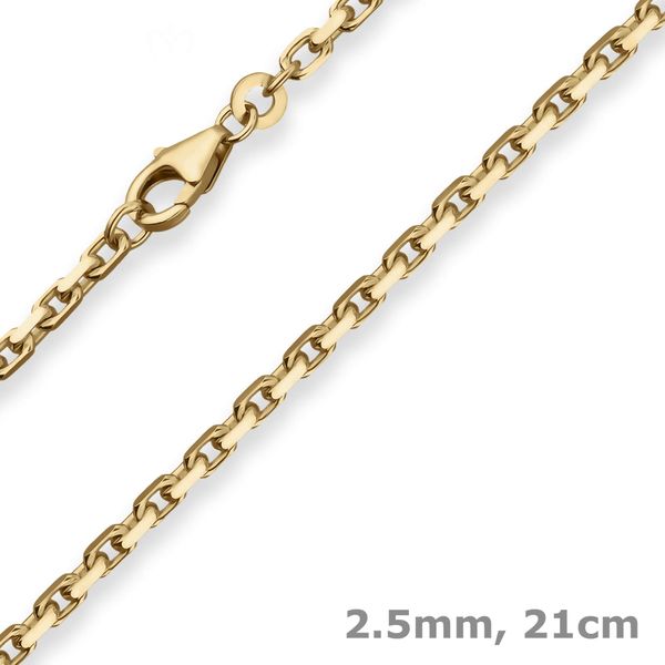 2.5mm Armband Ankerkette diamantiert aus 333 Gelbgold 21cm