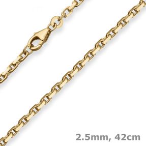 2,5mm Ankerkette diamantiert Kette Collier Halskette aus 333 Gold Gelbgold 42cm