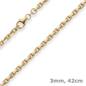 3mm Ankerkette diamantiert Kette Collier Halskette aus 585 Gold Gelbgold 42cm