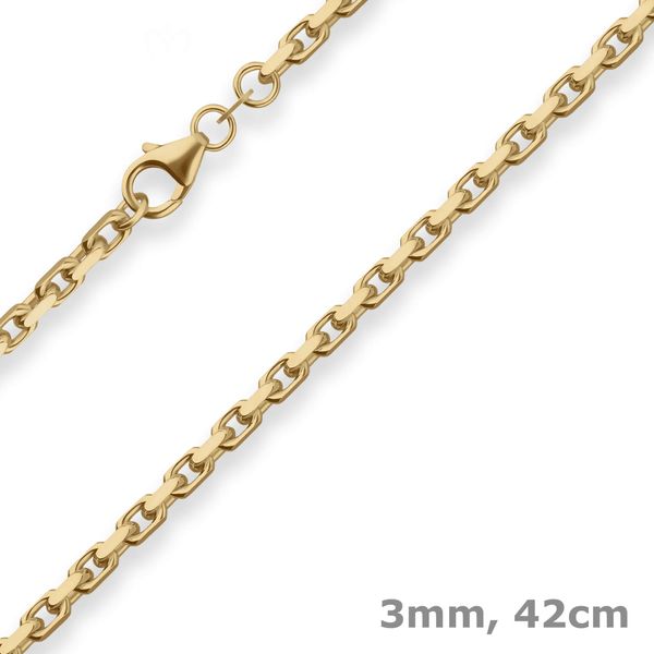 3mm Ankerkette diamantiert aus 585 Gelbgold 42cm