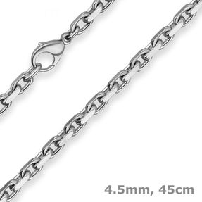 4,5mm Ankerkette diamantiert Collier Halskette aus 925 Silber rhodiniert 45cm