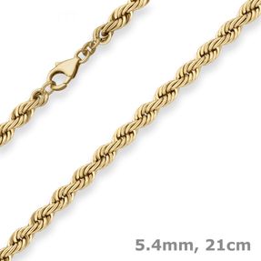 5,4mm Armband Kordelkette Goldarmband Armschmuck aus 585 Gold Gelbgold 21cm