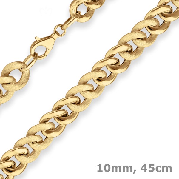 10mm Panzerkette hohl aus 585 Gelbgold 45cm