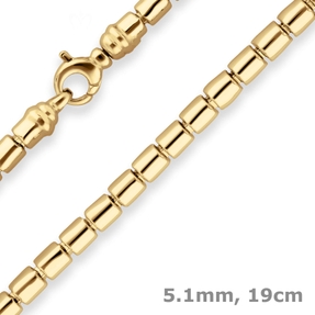5,1mm Armband Fantasiekette Goldarmband Armschmuck aus 585 Gold Gelbgold 19cm