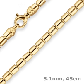 5,1mm Fantasiekette Goldkette Collier Halskette aus 585 Gold Gelbgold 45cm