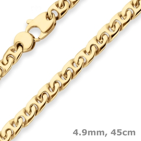 4,9mm Fantasiekette Goldkette Collier Halskette aus 375 Gold Gelbgold 45cm