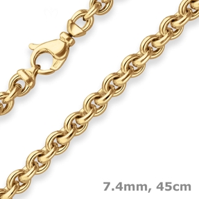 7,4mm Fantasiekette Goldkette Collier Halskette aus 585 Gold Gelbgold 45cm
