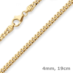 4mm Armband Panzerkette oval diamantiert Armschmuck aus 585 Gold Gelbgold 19cm